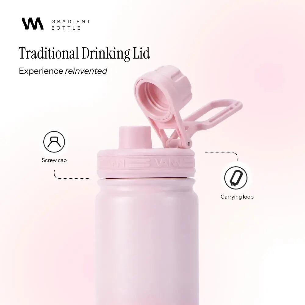 Drinkfles - Gradient Bottle 400 ML - 3-wandig RVS met rietje - Gradient Pink 5/9