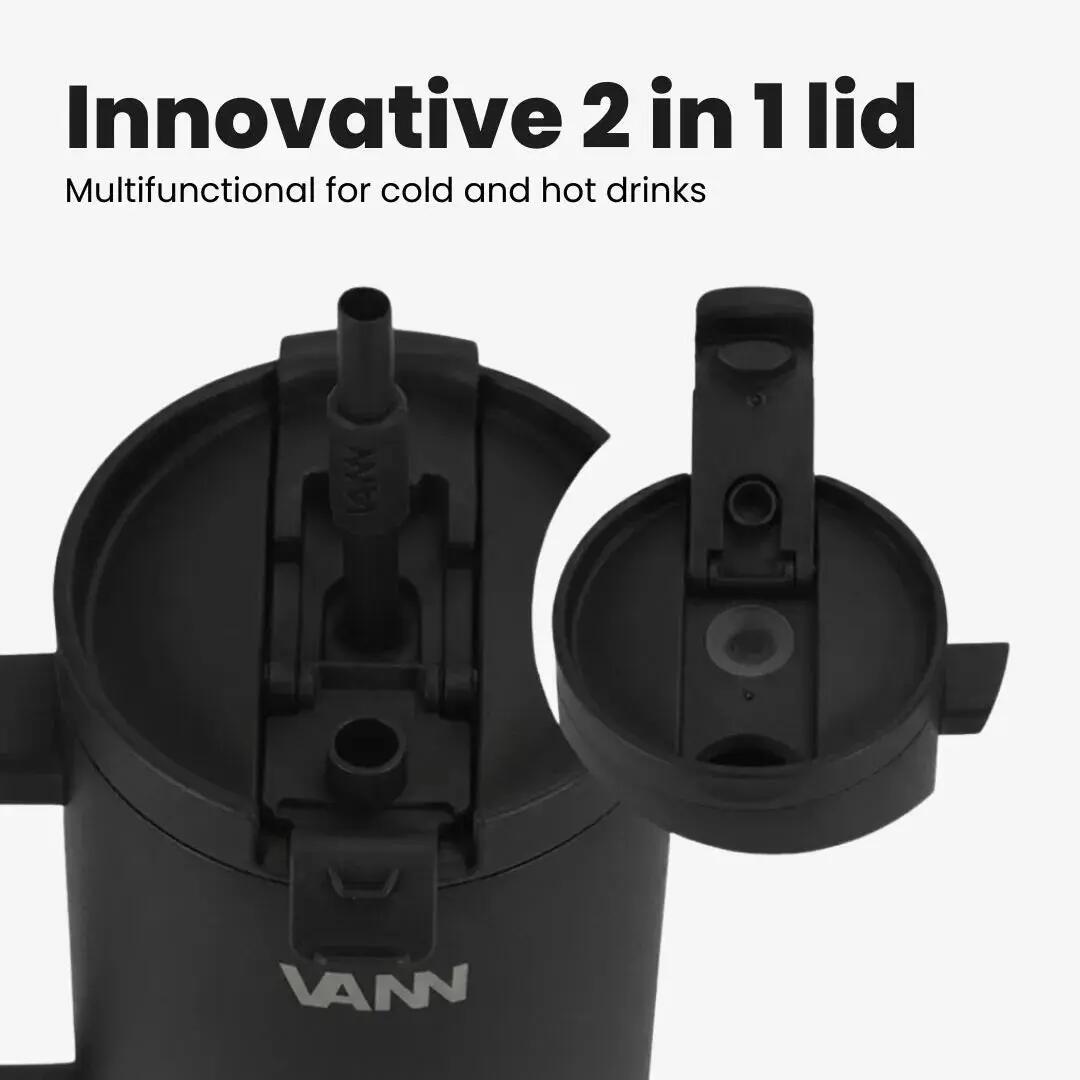 Gourde - One Tumbler 1,2 L - inox avec paille, etanche - Noir 6/11