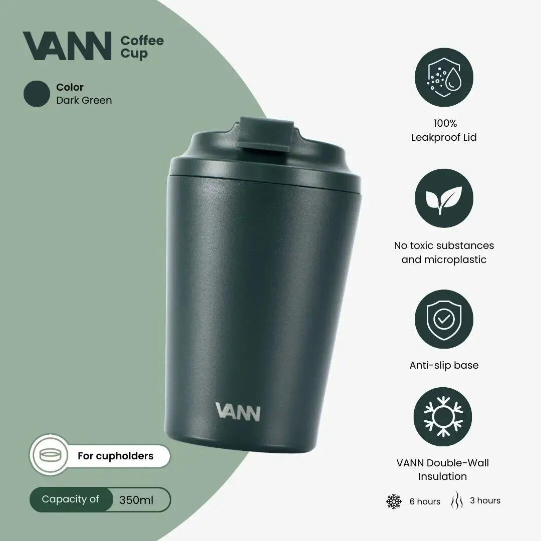 Mug de voyage - Koffiebeker 350 ML - inox double paroi, etanche - Vert fonce 2/9
