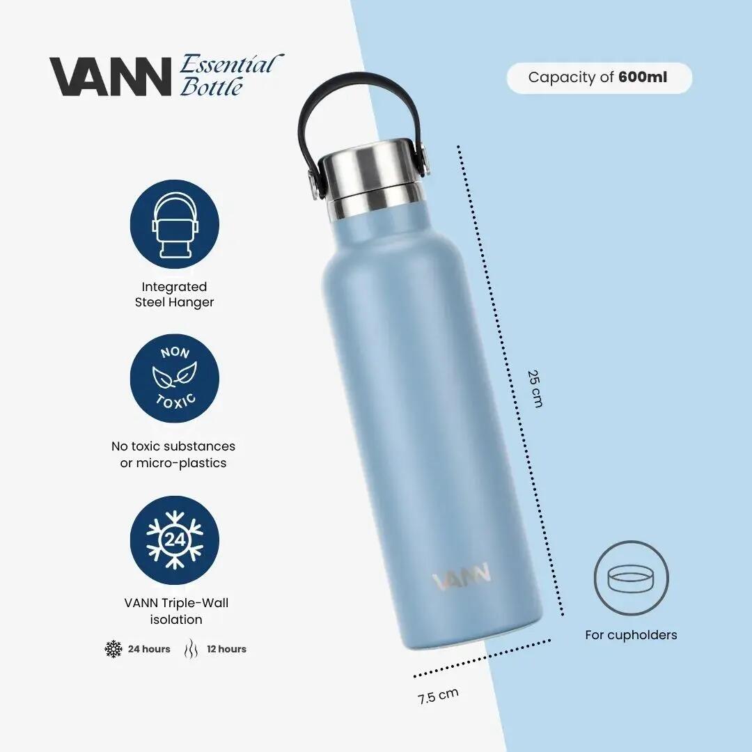 Drinkfles - Essential Bottle 600 ML - 100% RVS, plasticvrij - Bay Blue 2/10