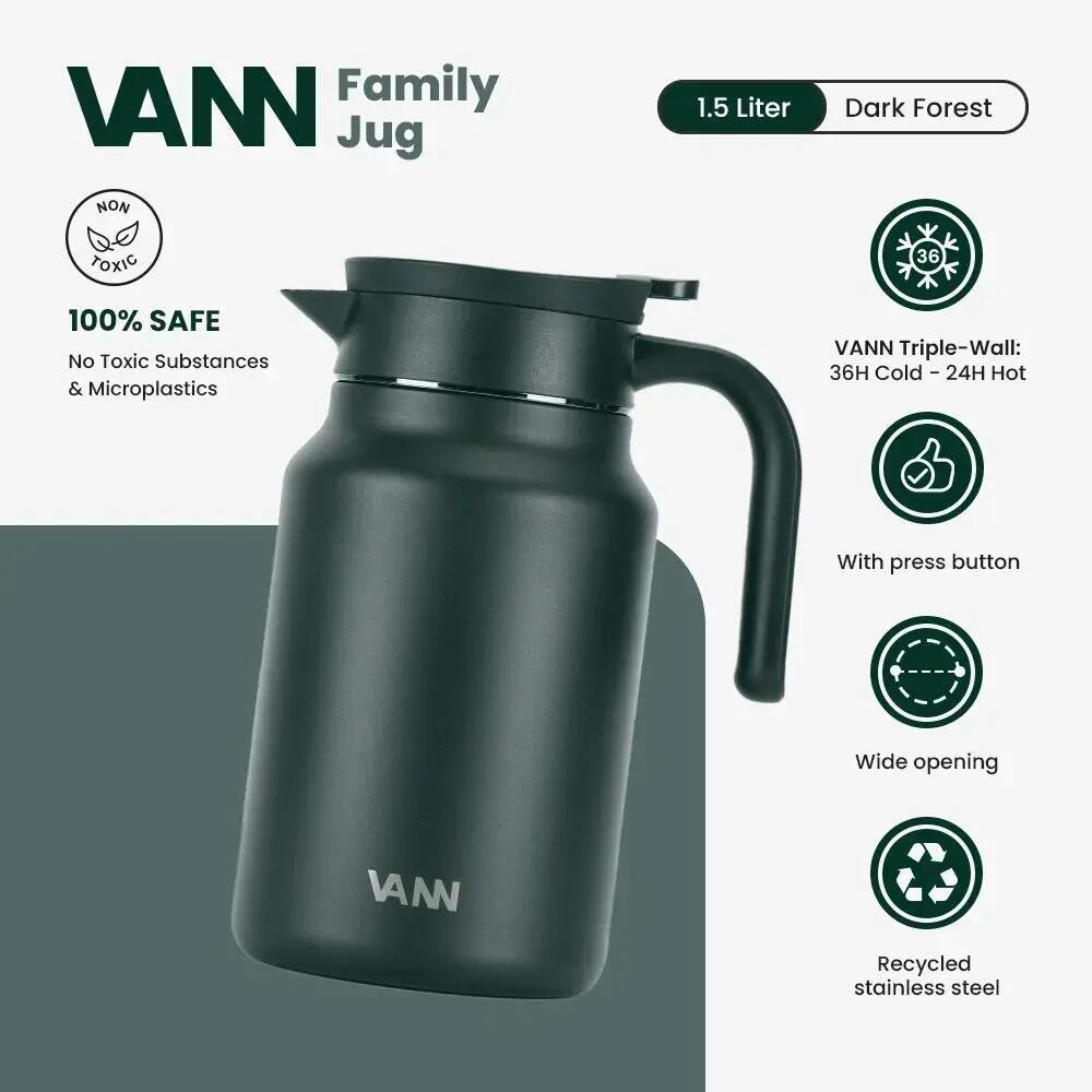 Pichet isotherme - Family Jug 1,5 L - inox, bouton-poussoir - Dark Forest 2/8