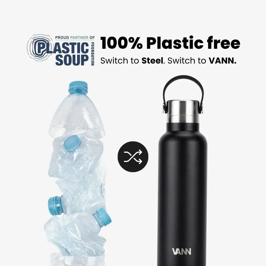 Drinkfles - Essential Bottle 600 ML - 100% RVS, plasticvrij - Zwart 3/10