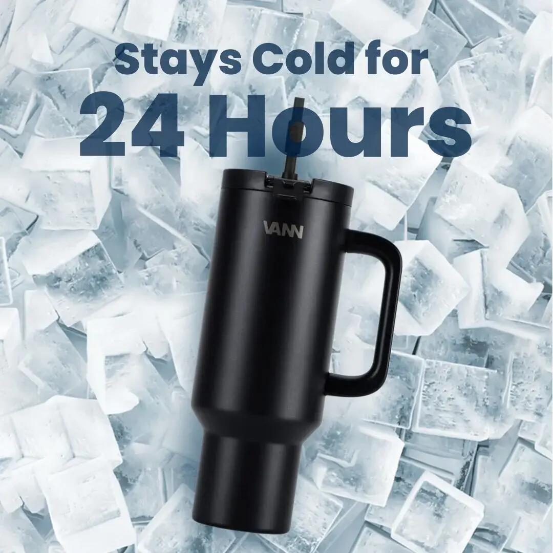 Gourde - One Tumbler 1,2 L - inox avec paille, etanche - Noir 5/11