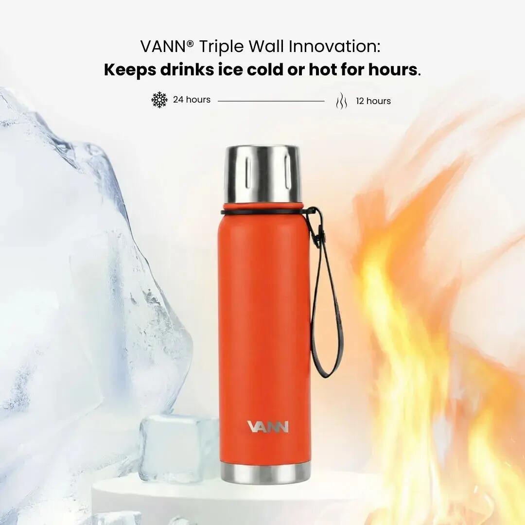 Thermosfles - Thermos 500 ML - 100% RVS met 2-in-1 dop - Oranje 4/11