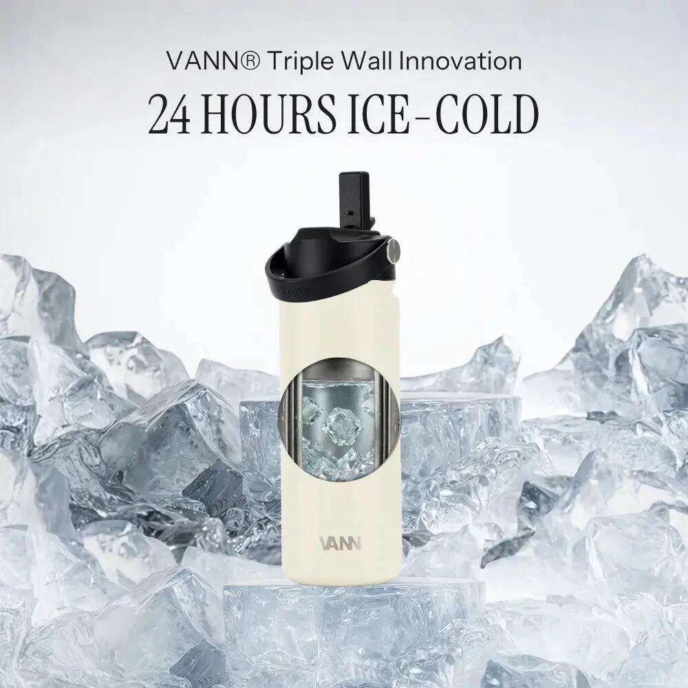Drinkfles - Ultimate Bottle 500 ML - 3-wandig RVS met rietje - Off-white 2/13