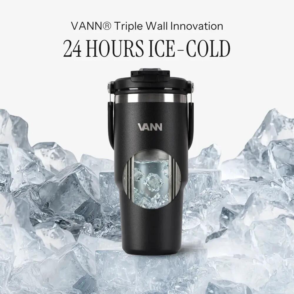 Drinkfles - Flow Tumbler 750 ML - RVS met ingebouwd rietje - Zwart 3/11