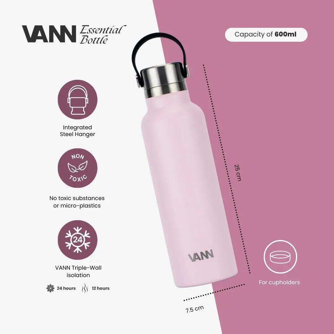 Drinkfles - Essential Bottle 600 ML - 100% RVS, plasticvrij - Soft Pink 2/10