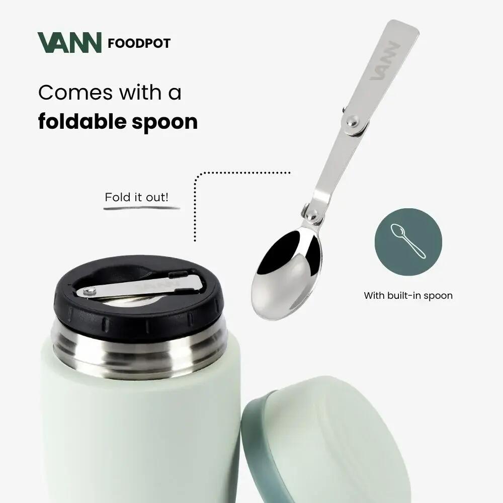 Lunchbox - Lunchpot 450 ML - RVS thermos met lepel, lekvrij - Arctic Sage 4/12