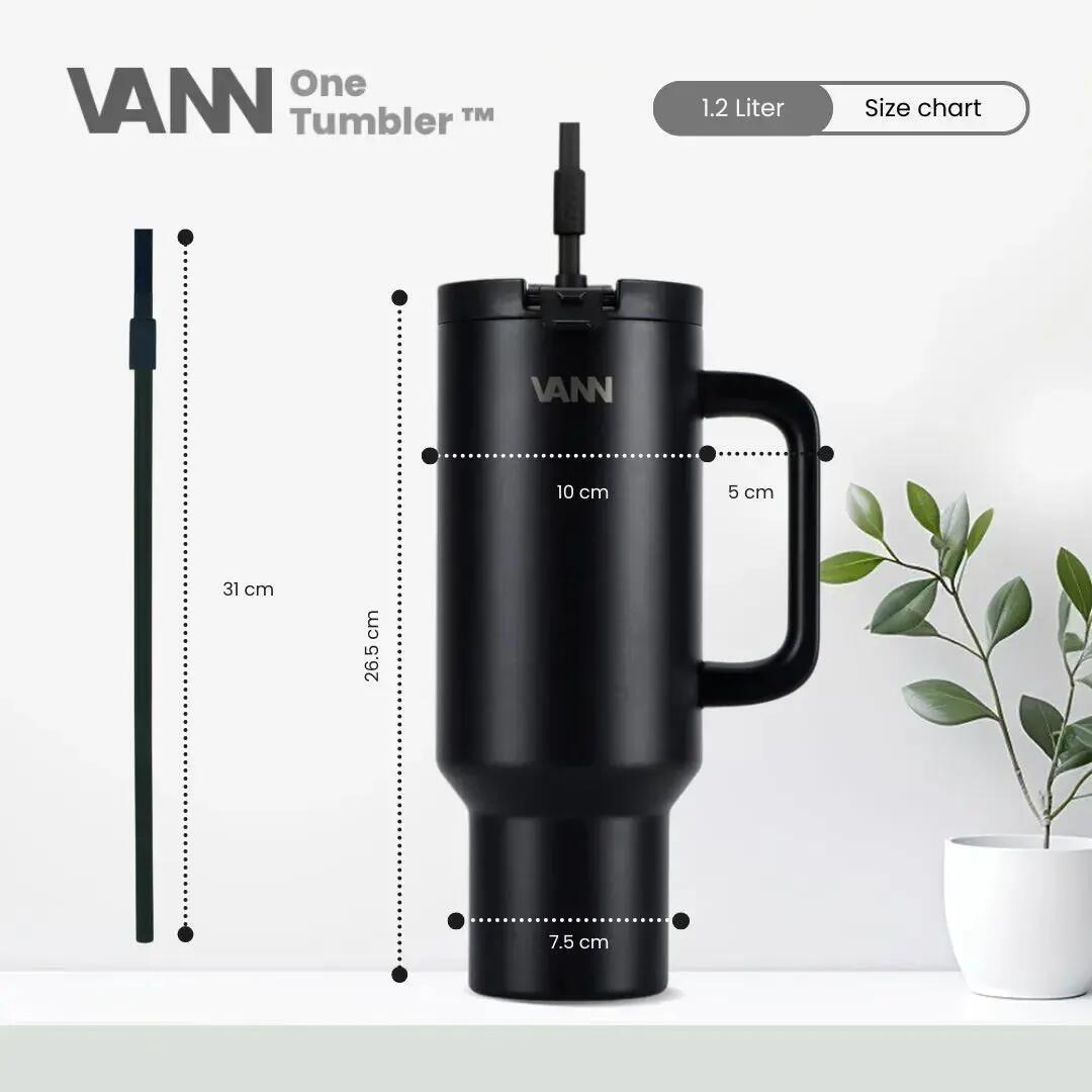 Gourde - One Tumbler 1,2 L - inox avec paille, etanche - Noir 3/11
