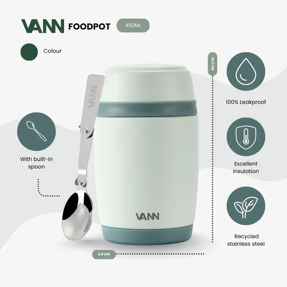 Lunchbox - Lunchpot 450 ML - RVS thermos met lepel, lekvrij - Arctic Sage 2/12