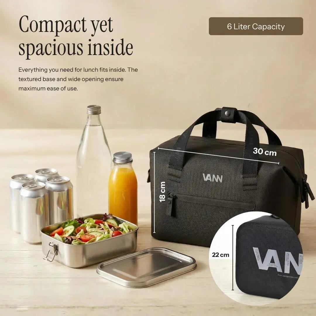 Koeltas - Ease Lunchbag 6 L - lunchtas, 12 u koud - Zwart 2/12