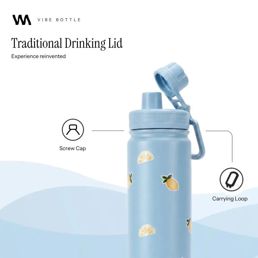 Drinkfles - Vibe Bottle 650 ML - 3-wandig RVS met print - Lemon 6/10