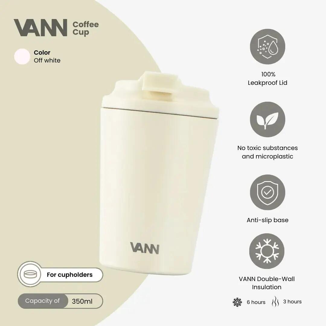 Mug de voyage - Koffiebeker 350 ML - inox double paroi, etanche - Off-white 2/9