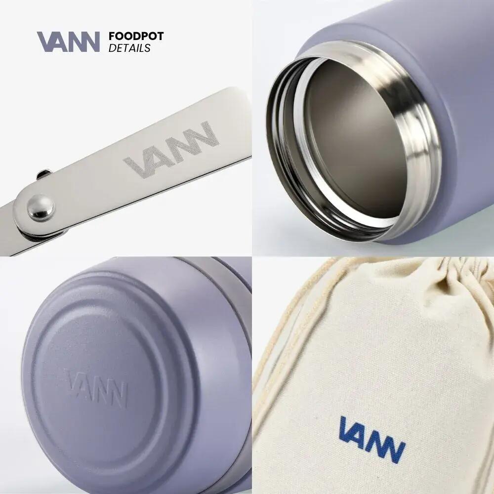 Lunchbox - Lunchpot 450 ML - RVS thermos met lepel, lekvrij - Lavender Grey 7/12