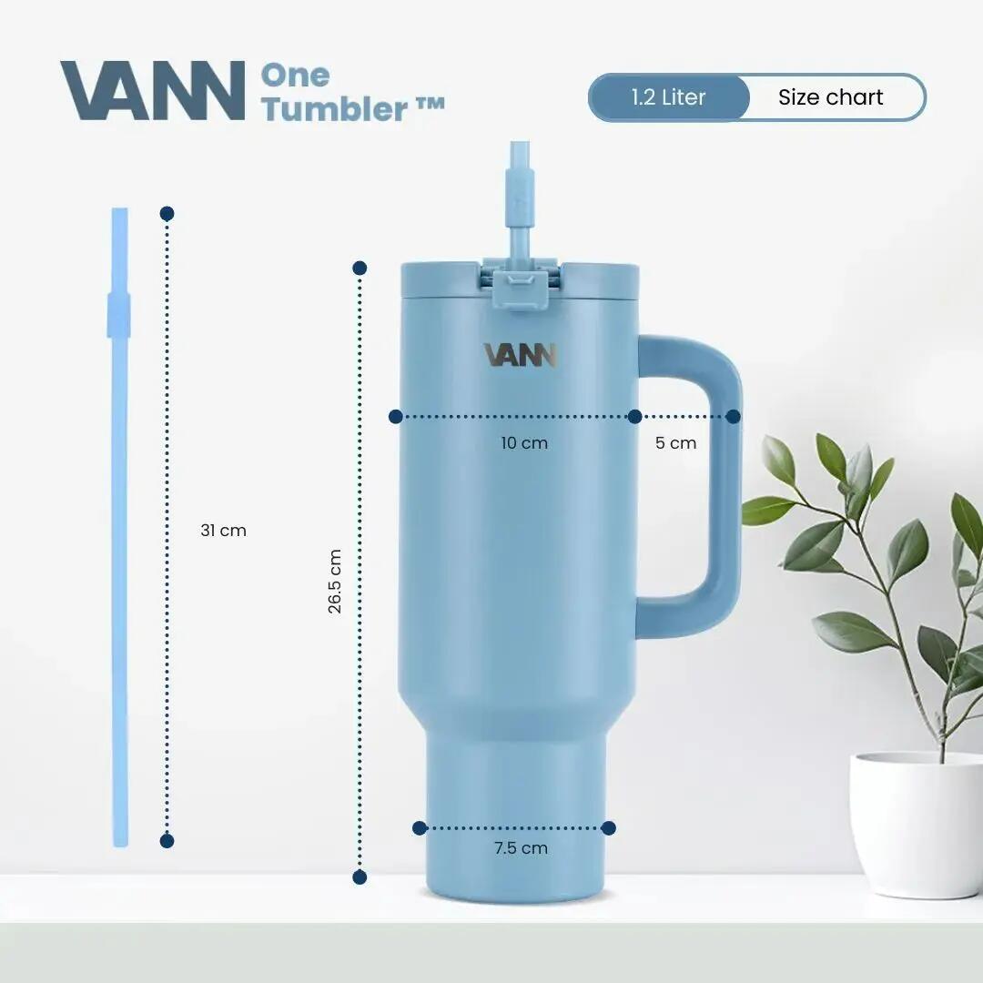 Drinkfles - One Tumbler 1,2 L - RVS met rietje, lekvrij - Bay Blue 3/11