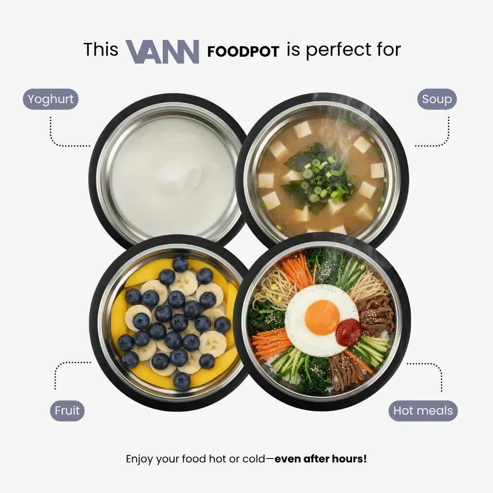 Lunchbox - Lunchpot 450 ML - RVS thermos met lepel, lekvrij - Lavender Grey 6/12
