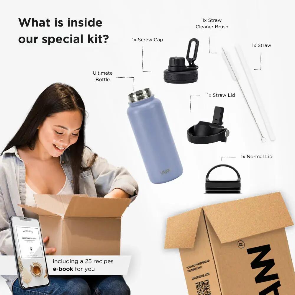 Gourde - Ultimate Bottle 1 L - inox triple paroi avec paille - Twilight Bloom 7/13