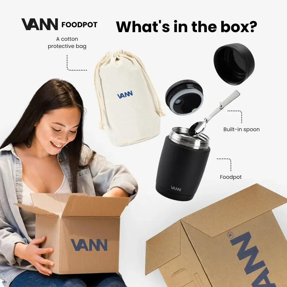 Lunch box - Lunchpot 450 ML - thermos inox avec cuillere - Noir 8/12