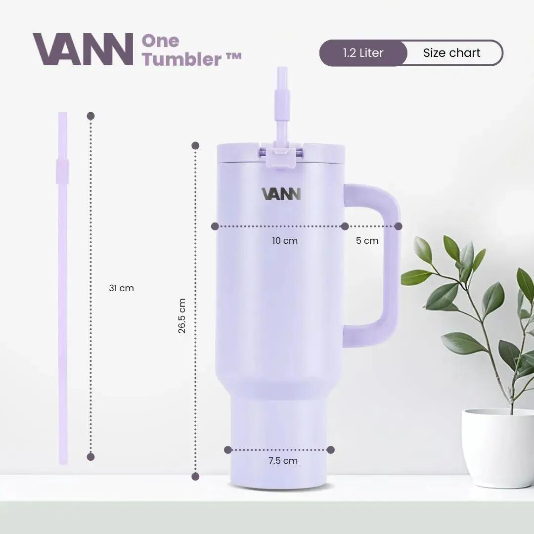 Drinkfles - One Tumbler 1,2 L - RVS met rietje, lekvrij - Love Lila 3/11