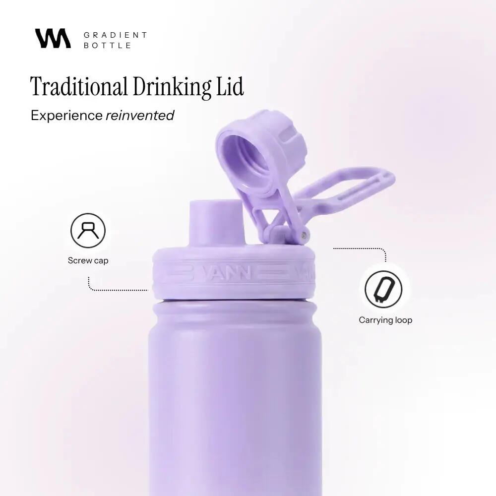 Drinkfles - Gradient Bottle 400 ML - 3-wandig RVS met rietje - Gradient Purple 5/9