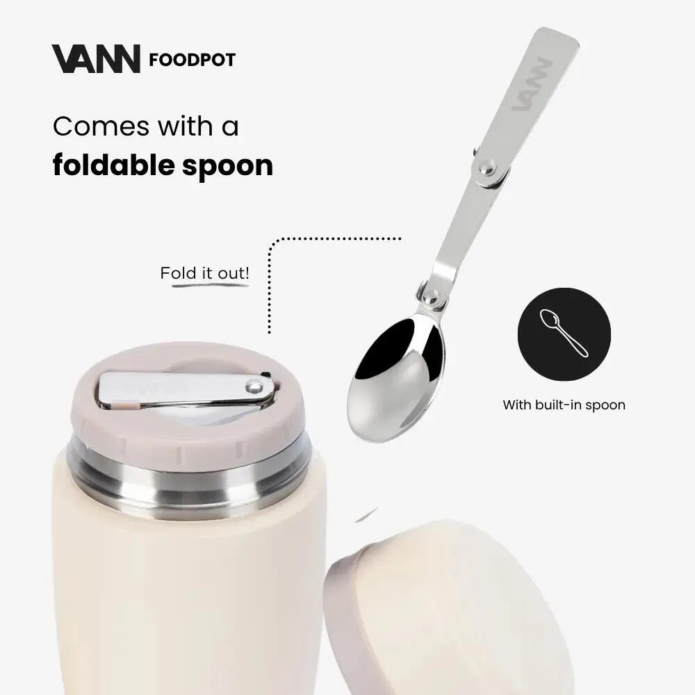 Lunchbox - Lunchpot 450 ML - RVS thermos met lepel, lekvrij - Soft Sand 4/12