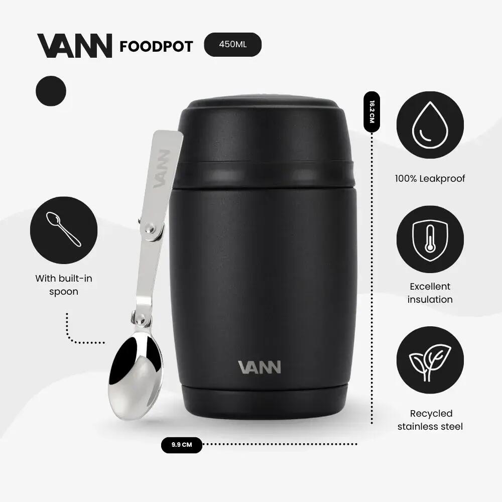 Lunch box - Lunchpot 450 ML - thermos inox avec cuillere - Noir 2/12