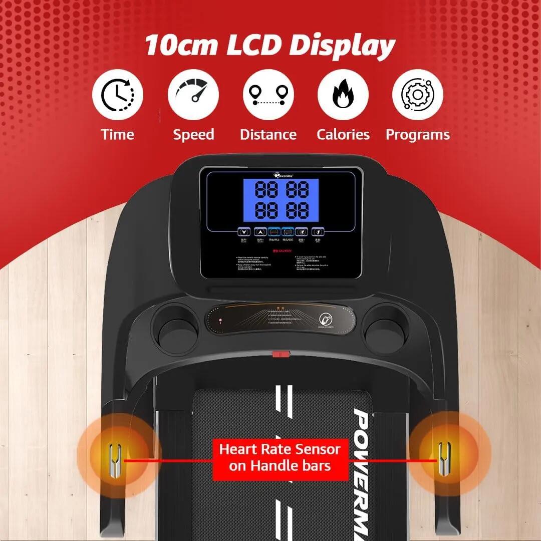 PowerMax Fitness TD-A1 (4 HP Peak) Motorised Foldable Auto-Incline Treadmill for Home User Wt. 115kg, Top Speed 14 kmph, Running deck 47.6 x 16.1inch, Speaker, Aux, LCD Display, Bluetooth -  4
