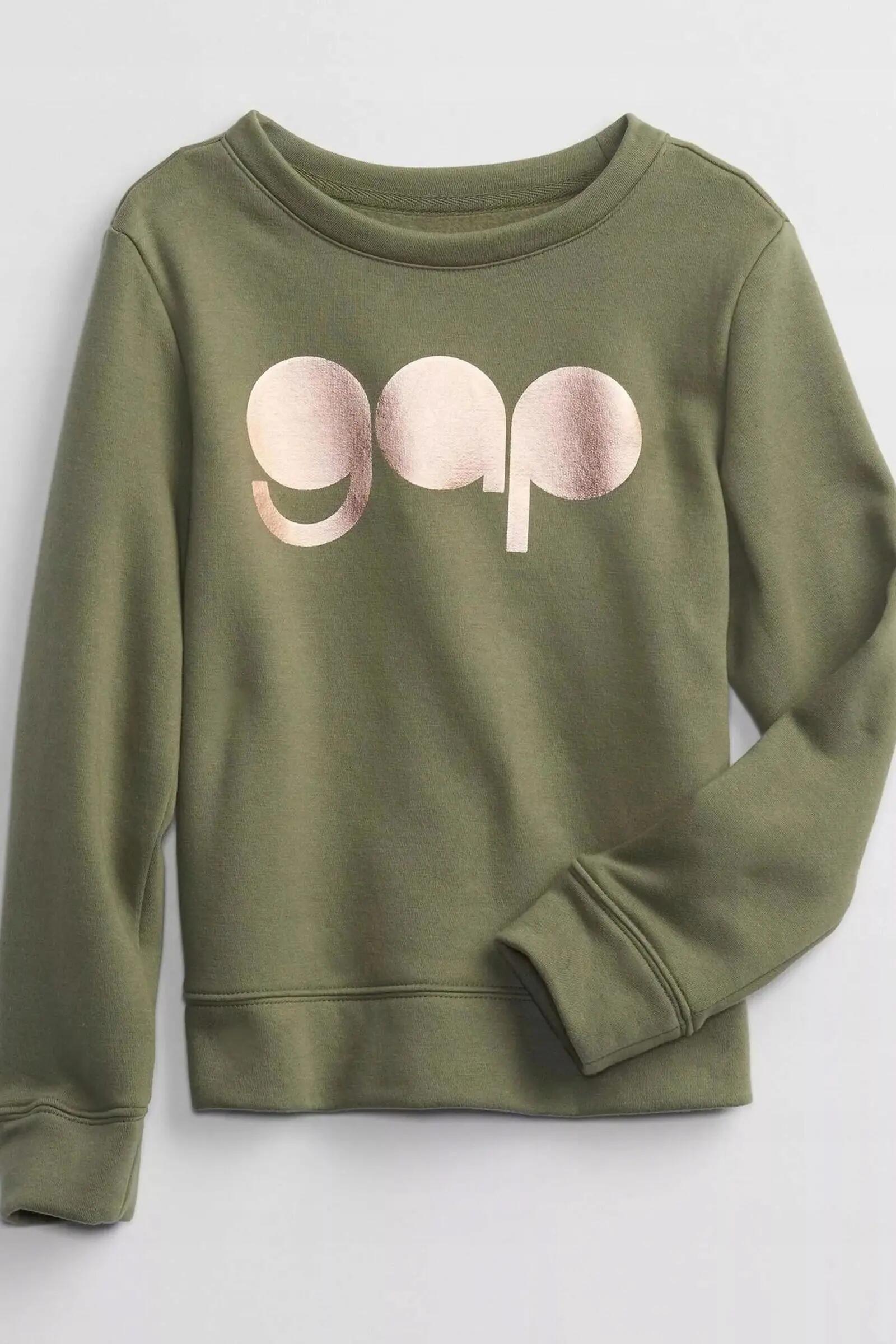 DZIECIĘCA BLUZA Z RETRO LOGO GAP ZIELONA 2/5