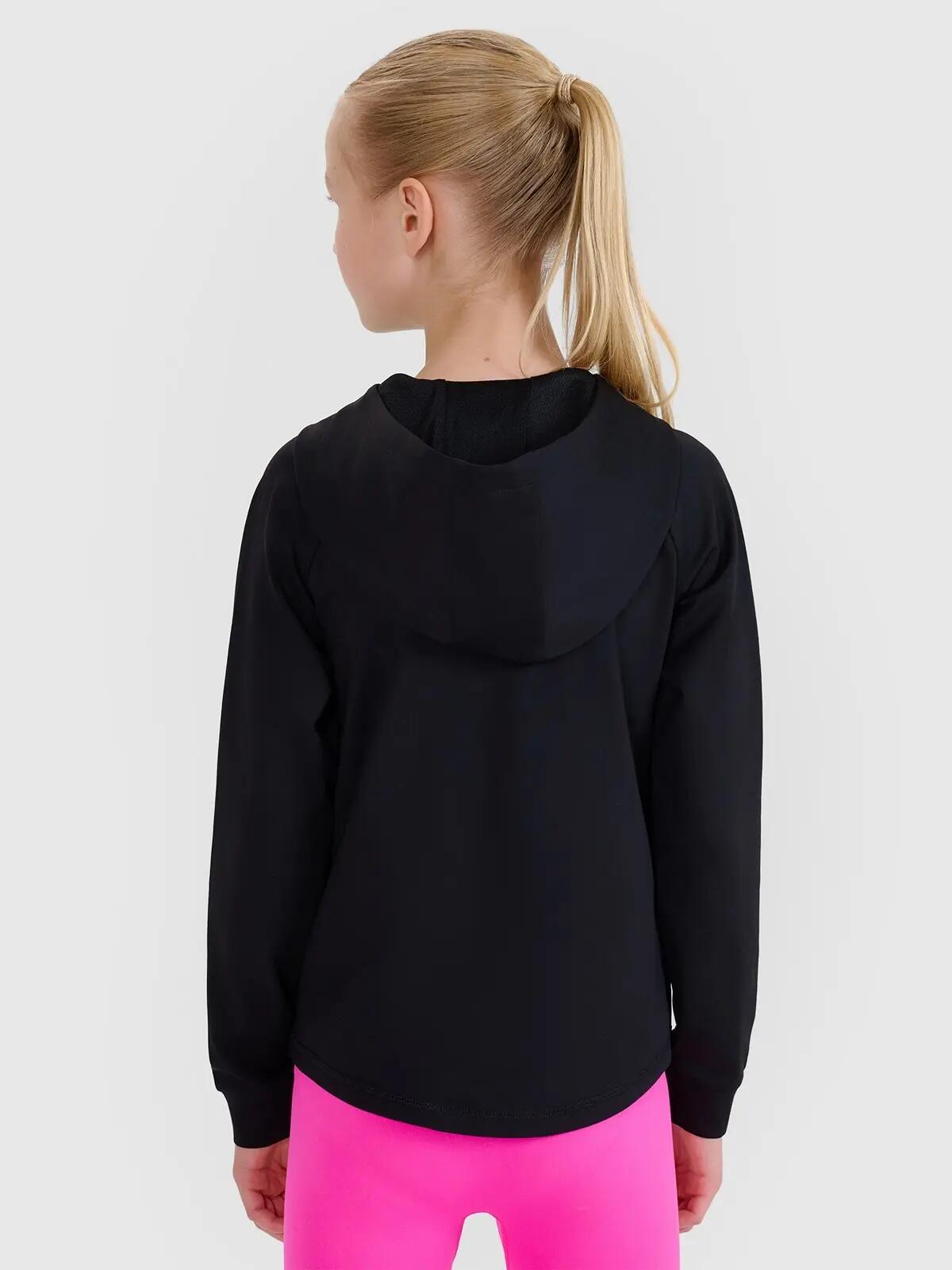BLUZA DZIEWCZĘCA 4F SPORTOWA ROZPINANA Z KAPTUREM CZARNA 3/8