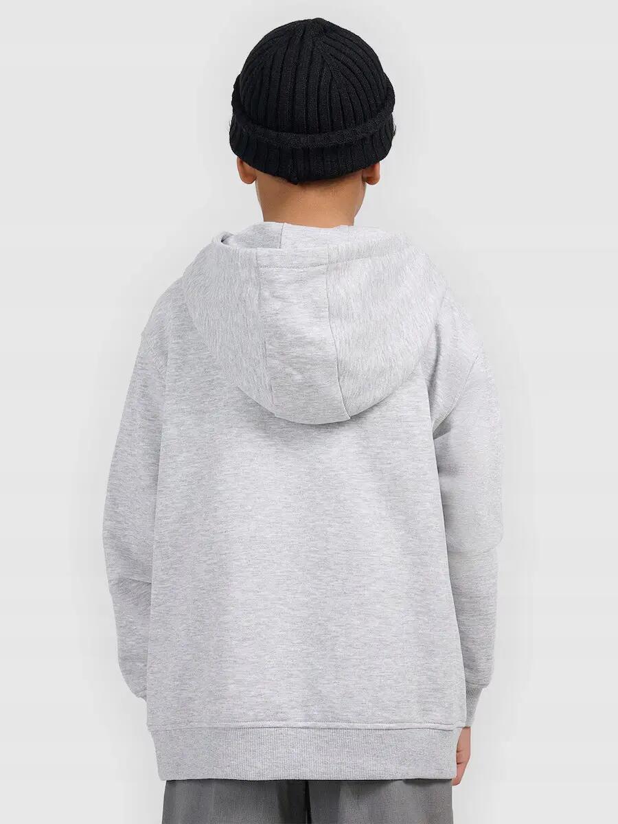 BLUZA CHŁOPIĘCA NIEROZPINANA 4F Z KAPTUREM SPORTOWA DZIECIĘCA SZARA 3/8