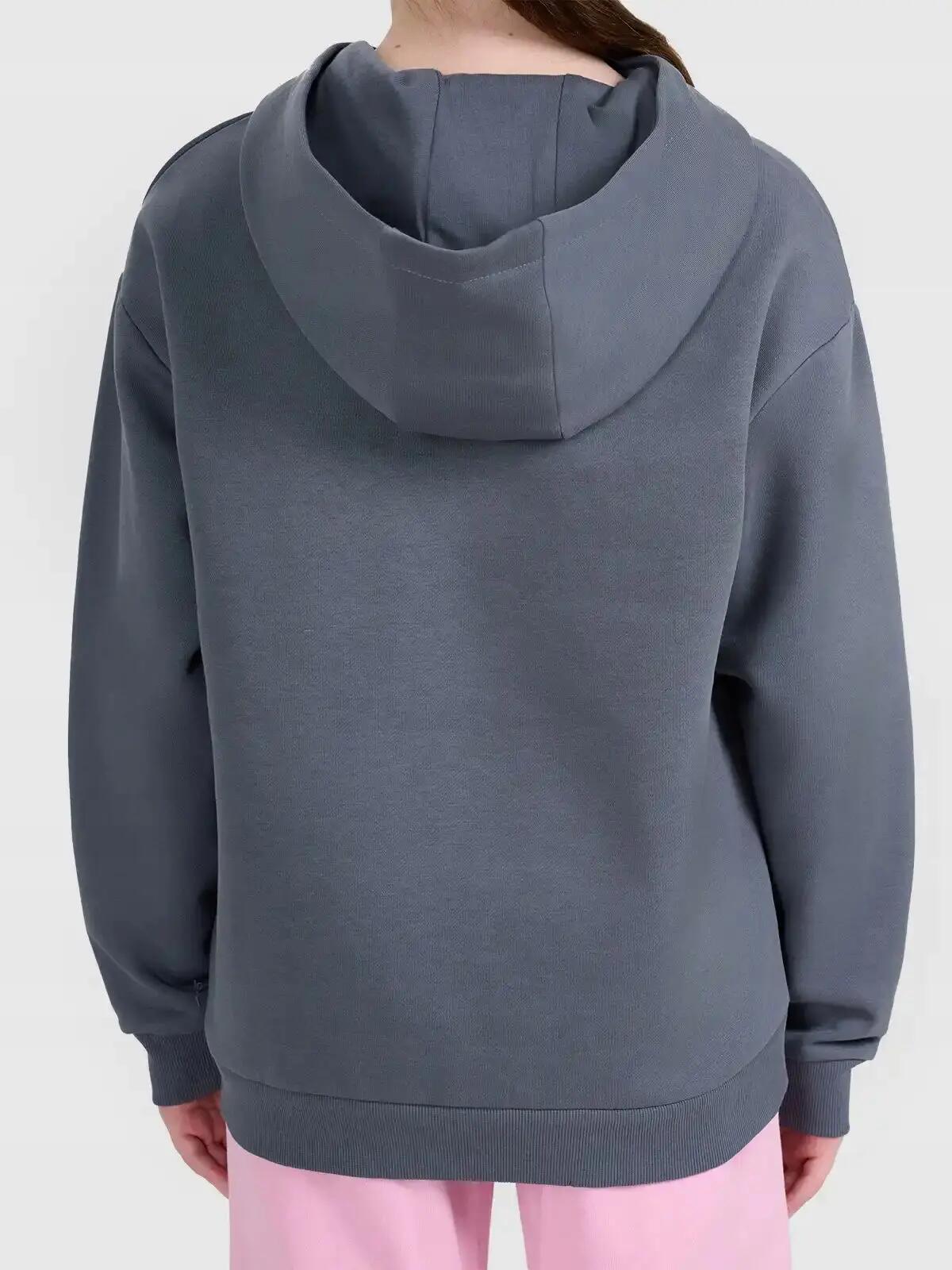 BLUZA DZIEWCZĘCA NIEROZPINANA 4F DRESOWA Z KAPTUREM 3/4