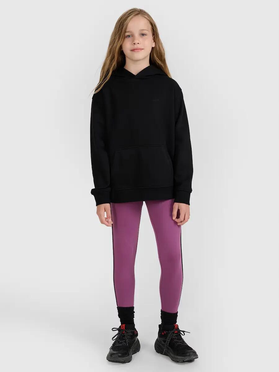 BLUZA DZIEWCZĘCA 4F BASIC NIEROZPINANA Z KAPTUREM CZARNA 5/7