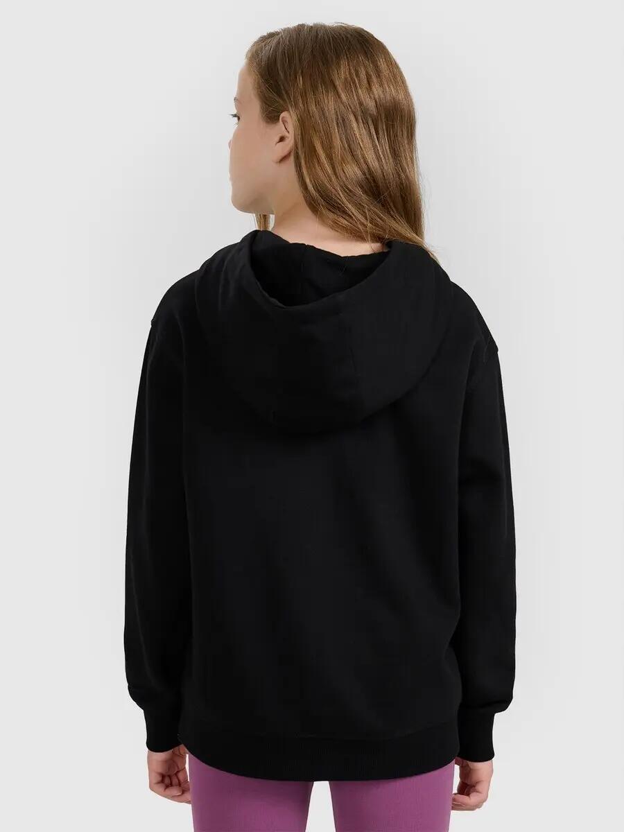 BLUZA DZIEWCZĘCA 4F BASIC NIEROZPINANA Z KAPTUREM CZARNA 3/7