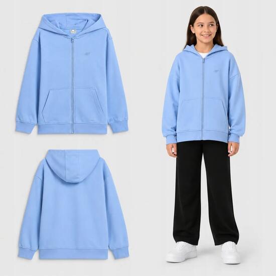 BLUZA DRESOWA DZIEWCZĘCA 4F NIEROZPINANA Z KAPTUREM