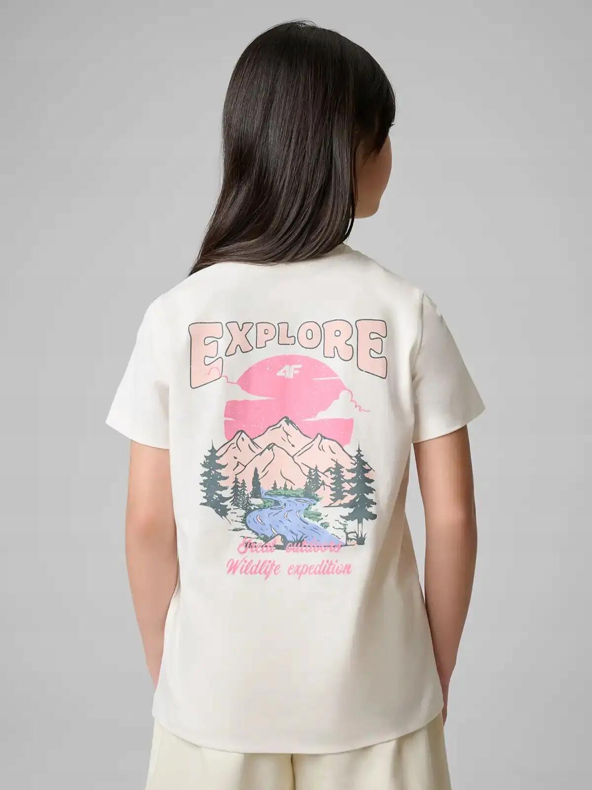 KOSZULKA DZIEWCZĘCA 4F T-SHIRT SPORTOWY BAWEŁNIANY 5/10