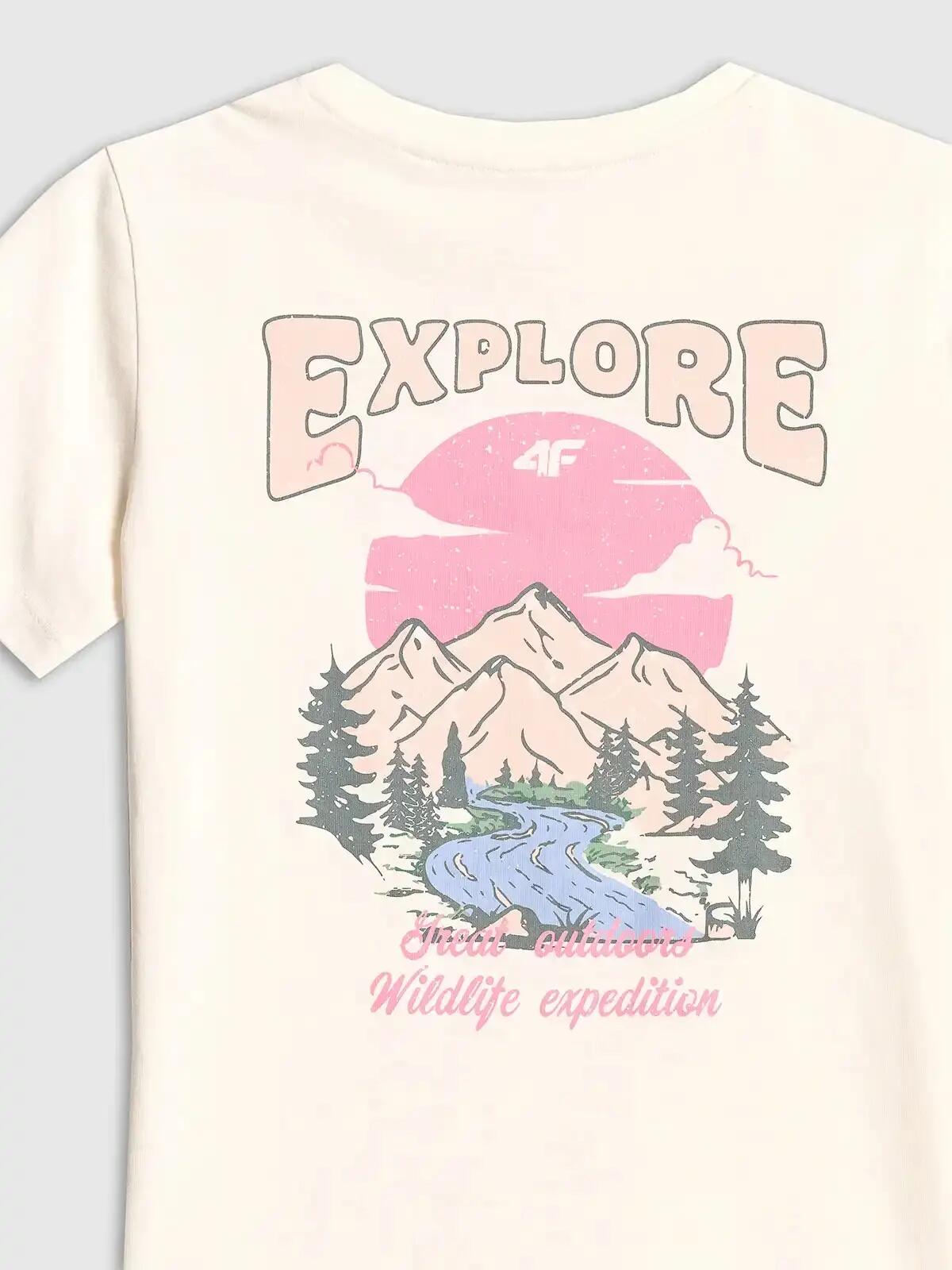 KOSZULKA DZIEWCZĘCA 4F T-SHIRT SPORTOWY BAWEŁNIANY 2/10