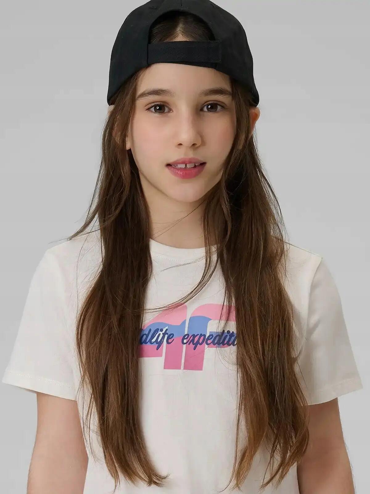 KOSZULKA DZIEWCZĘCA 4F T-SHIRT SPORTOWY BAWEŁNIANY 7/10