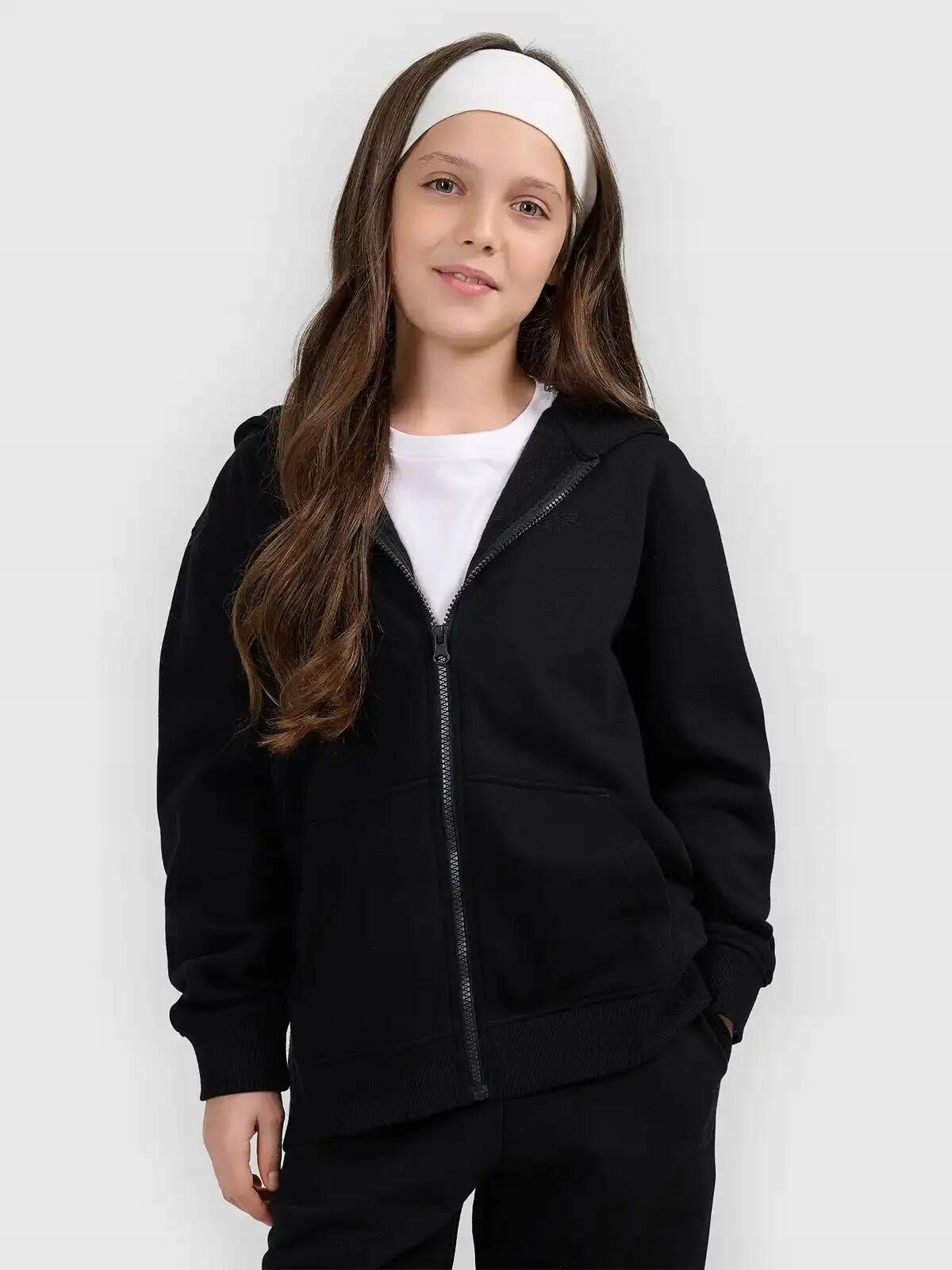BLUZA DZIEWCZĘCA ROZPINANA 4F DRESOWA Z KAPTUREM 2/11