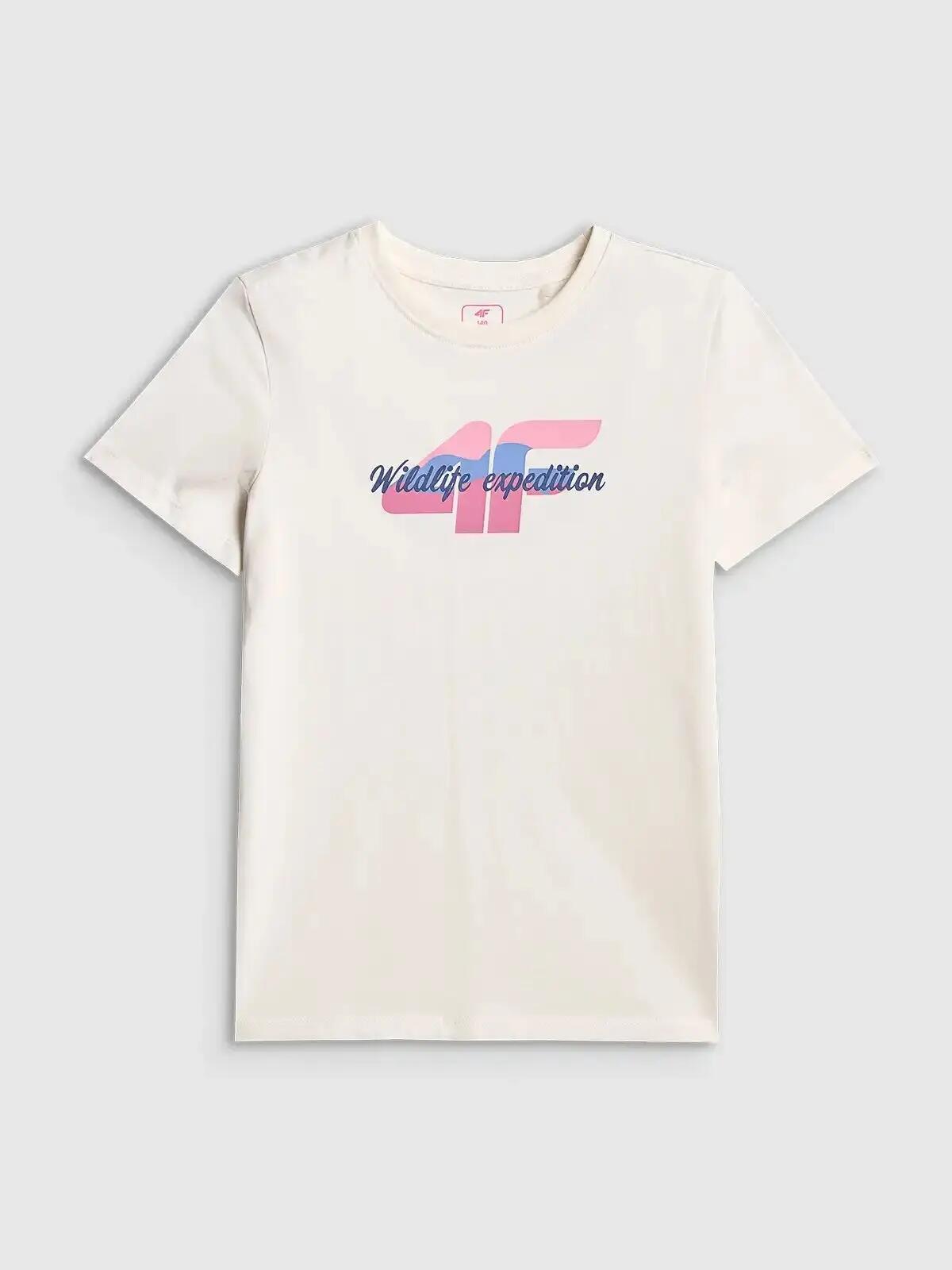 KOSZULKA DZIEWCZĘCA 4F T-SHIRT SPORTOWY BAWEŁNIANY 10/10