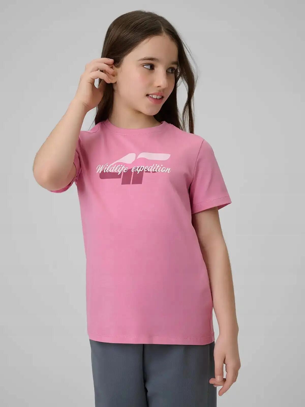 KOSZULKA DZIEWCZĘCA 4F T-SHIRT SPORTOWY BAWEŁNIANY 4/10