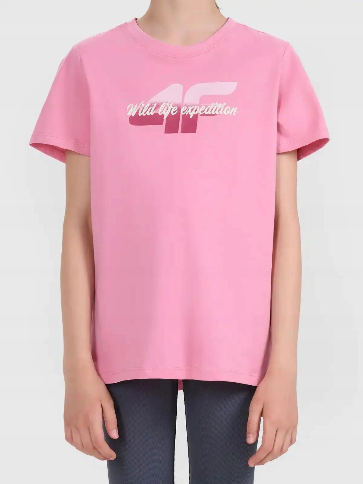 KOSZULKA DZIEWCZĘCA 4F T-SHIRT SPORTOWY BAWEŁNIANY 2/10