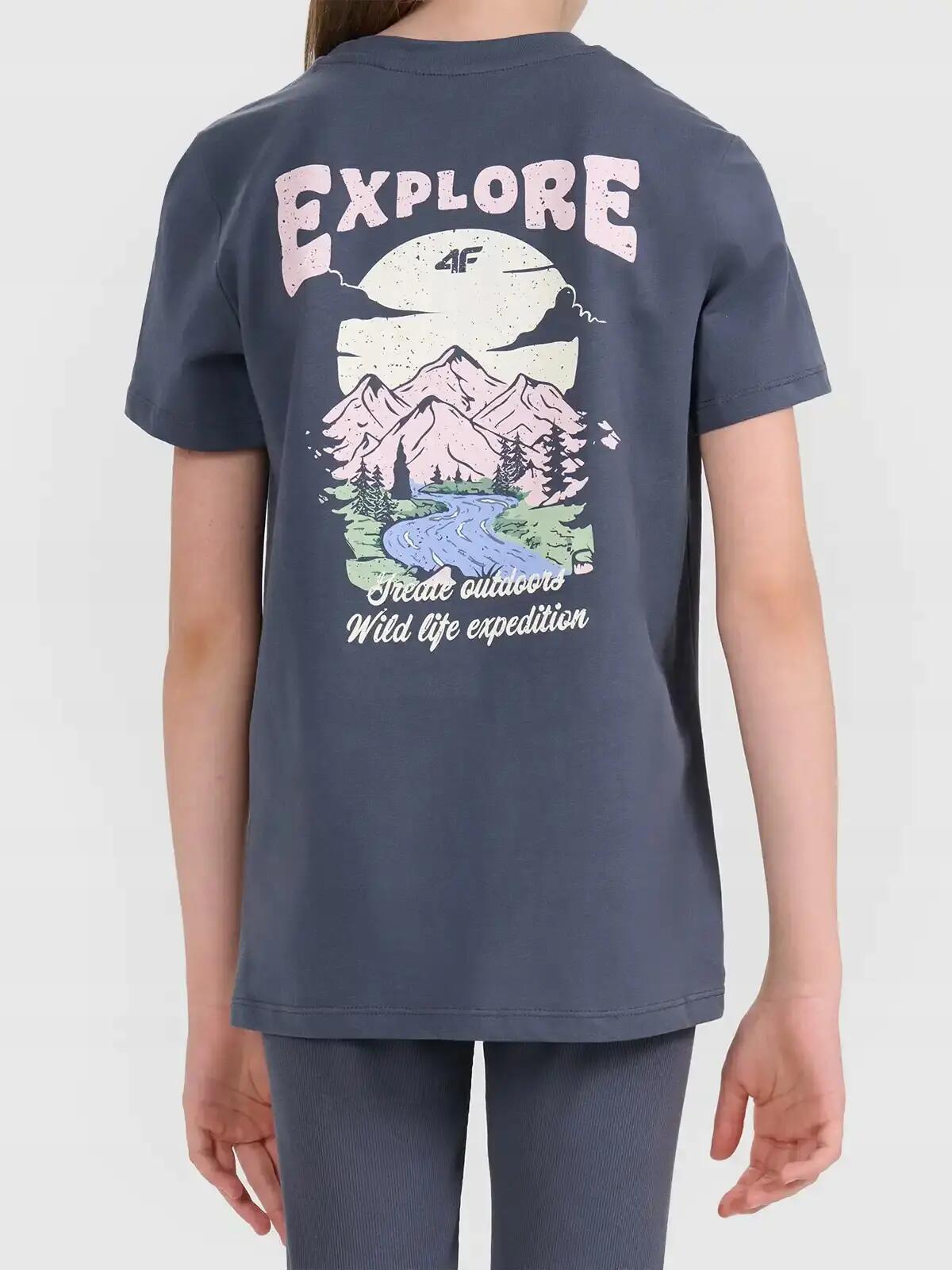 KOSZULKA DZIEWCZĘCA 4F T-SHIRT SPORTOWY BAWEŁNIANY 8/10
