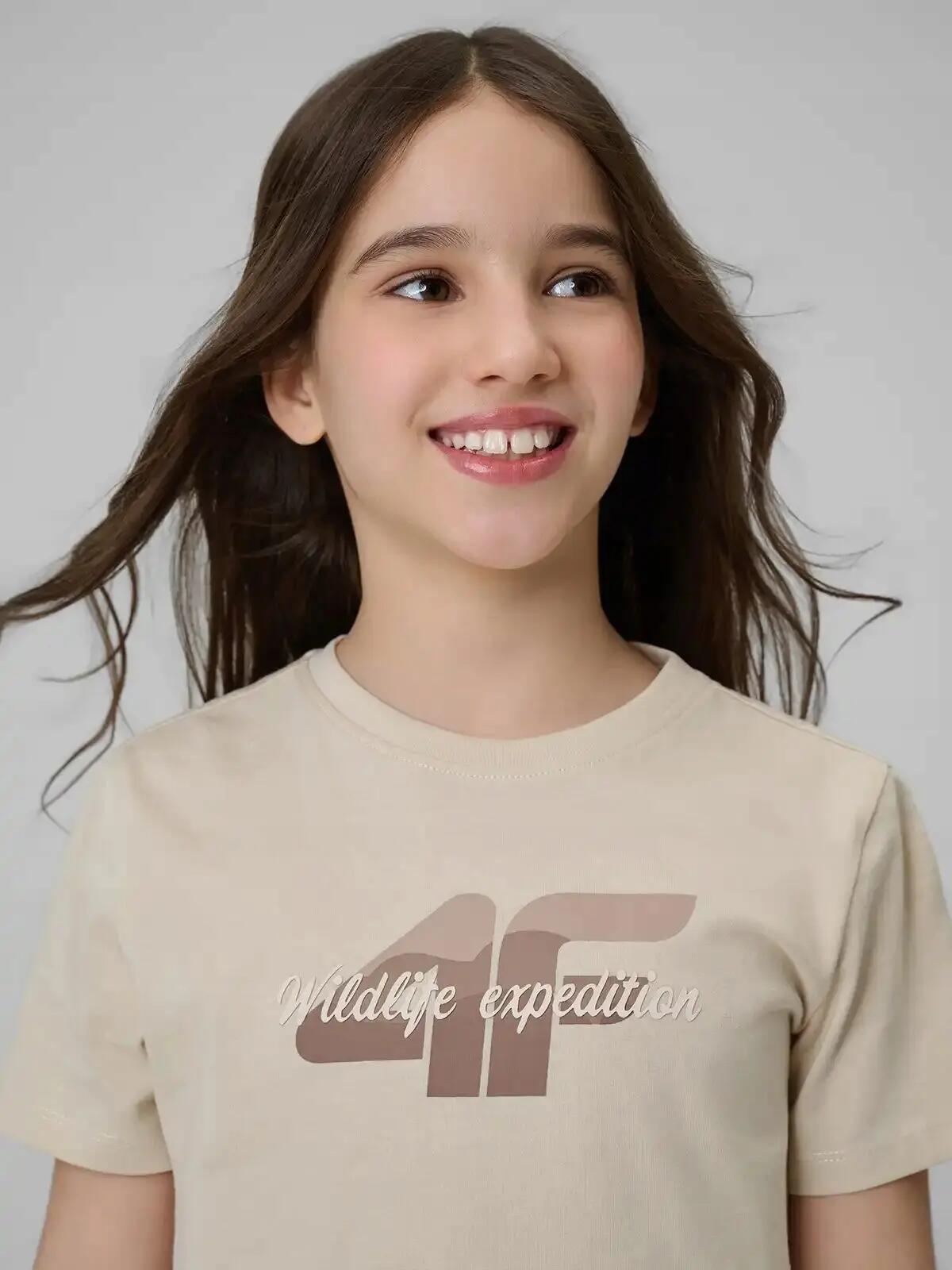 KOSZULKA DZIEWCZĘCA 4F T-SHIRT SPORTOWY BAWEŁNIANY 8/10