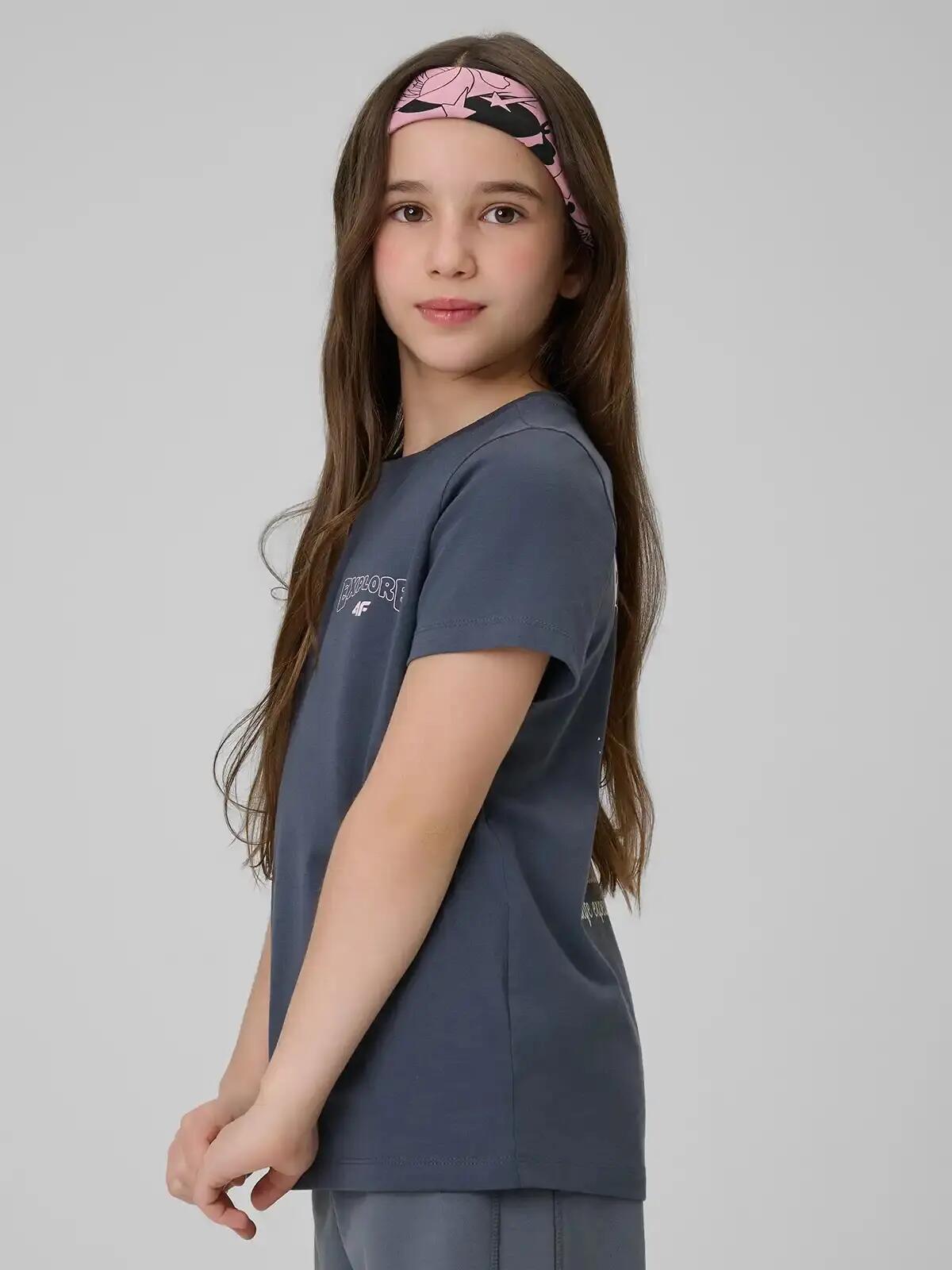 KOSZULKA DZIEWCZĘCA 4F T-SHIRT SPORTOWY BAWEŁNIANY 5/10