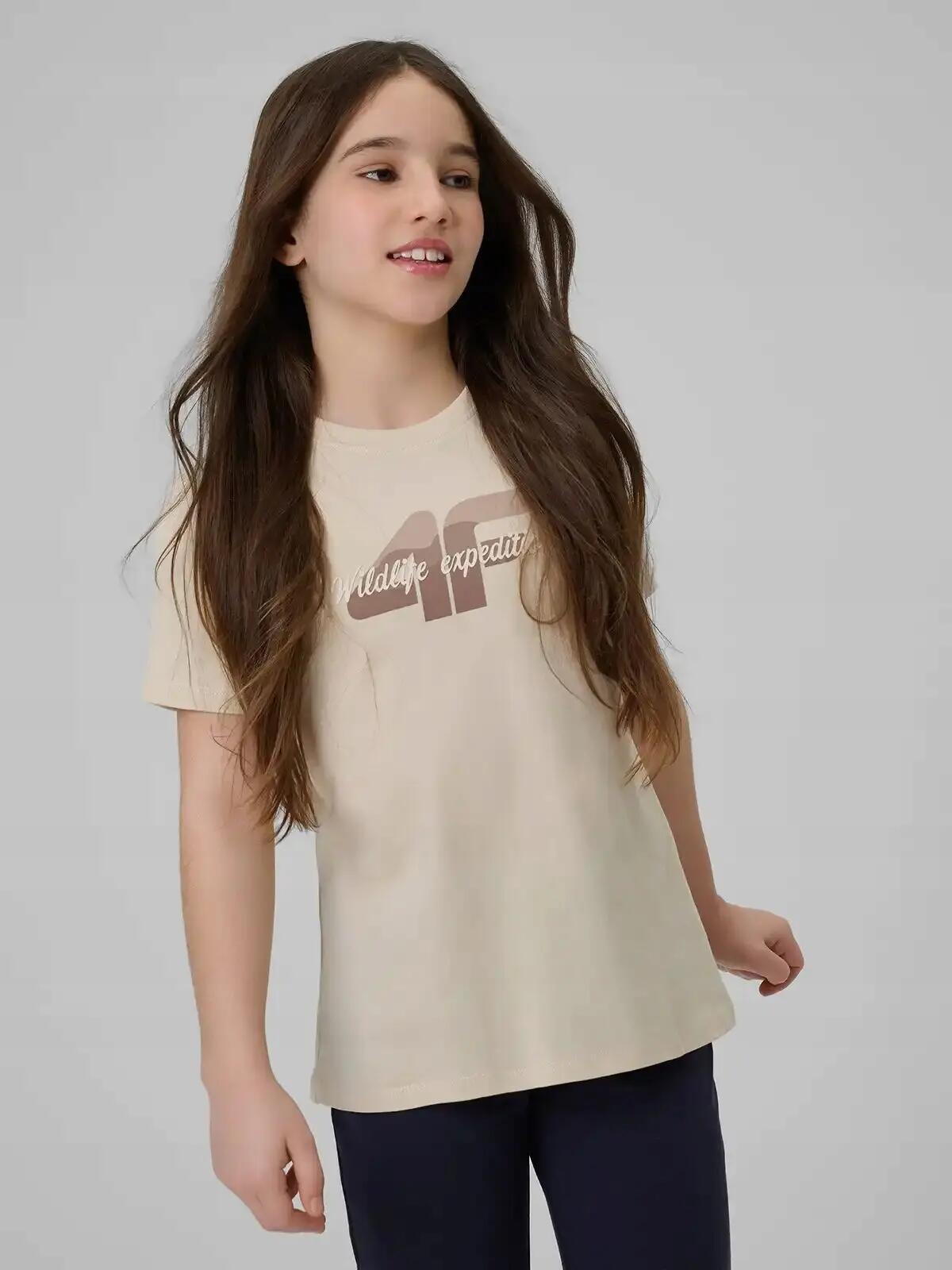 KOSZULKA DZIEWCZĘCA 4F T-SHIRT SPORTOWY BAWEŁNIANY 4/10