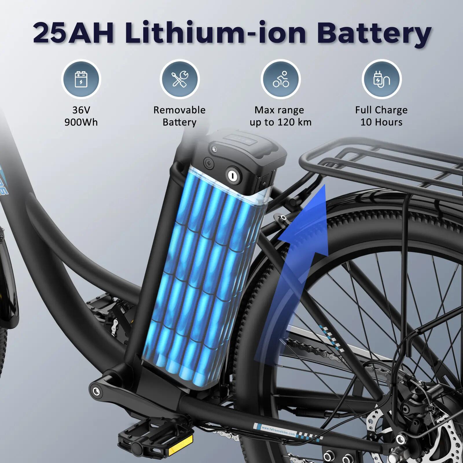 Bicicleta eléctrica FAFREES F26 Lasting, batería 36V 25Ah neumáticos 26 pulgadas 6/9