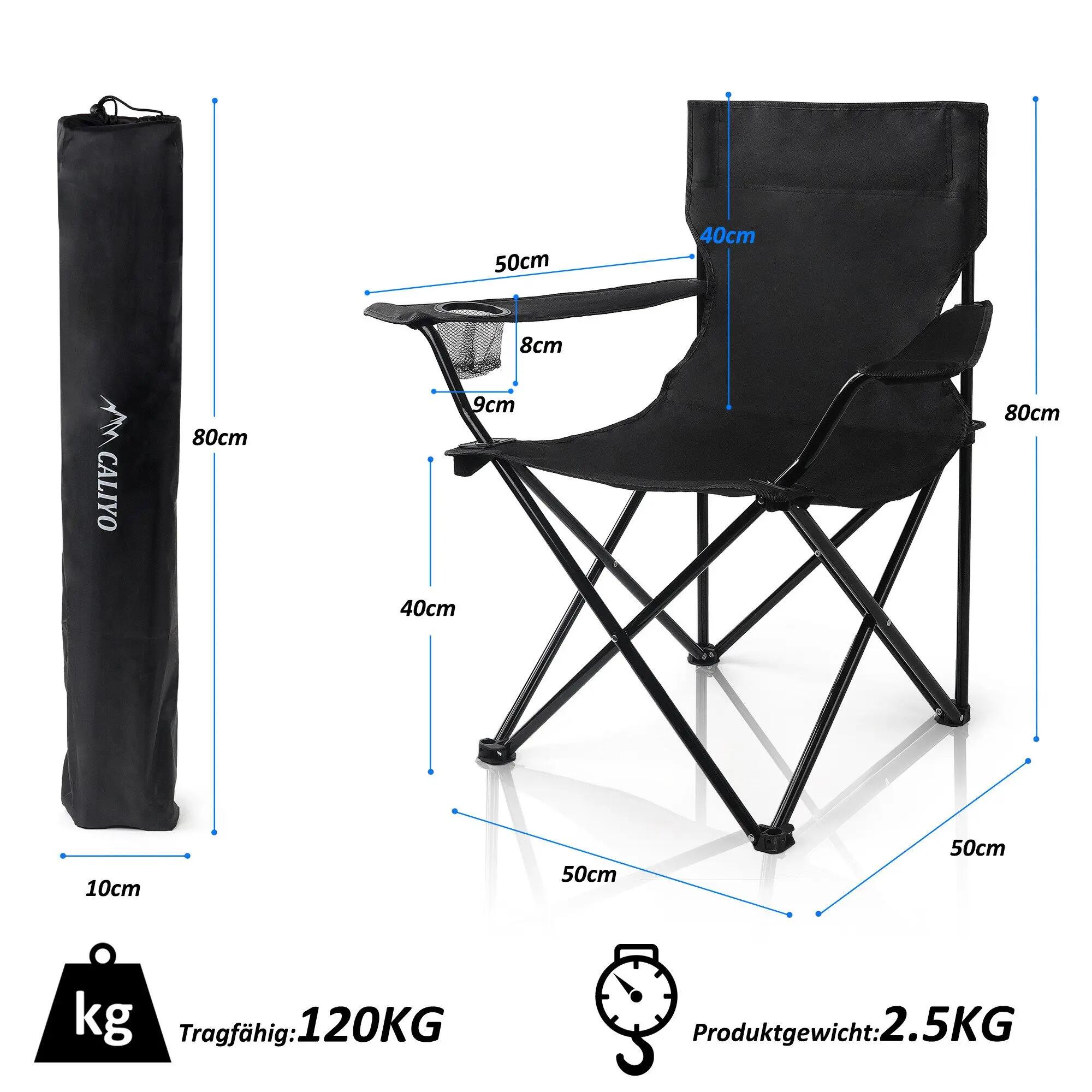 Stuhl Campingstuhl Faltbar Getränke Halter Sitz Tragetasche Angelsessel 5/6