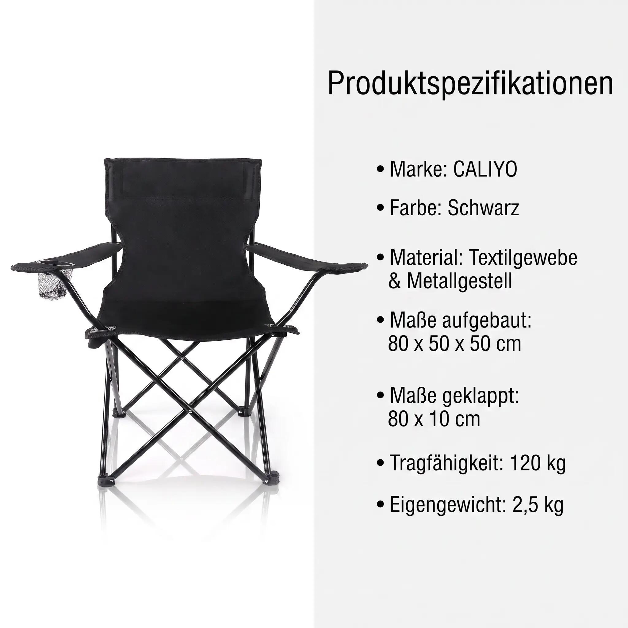 Stuhl Campingstuhl Faltbar Getränke Halter Sitz Tragetasche Angelsessel 4/6