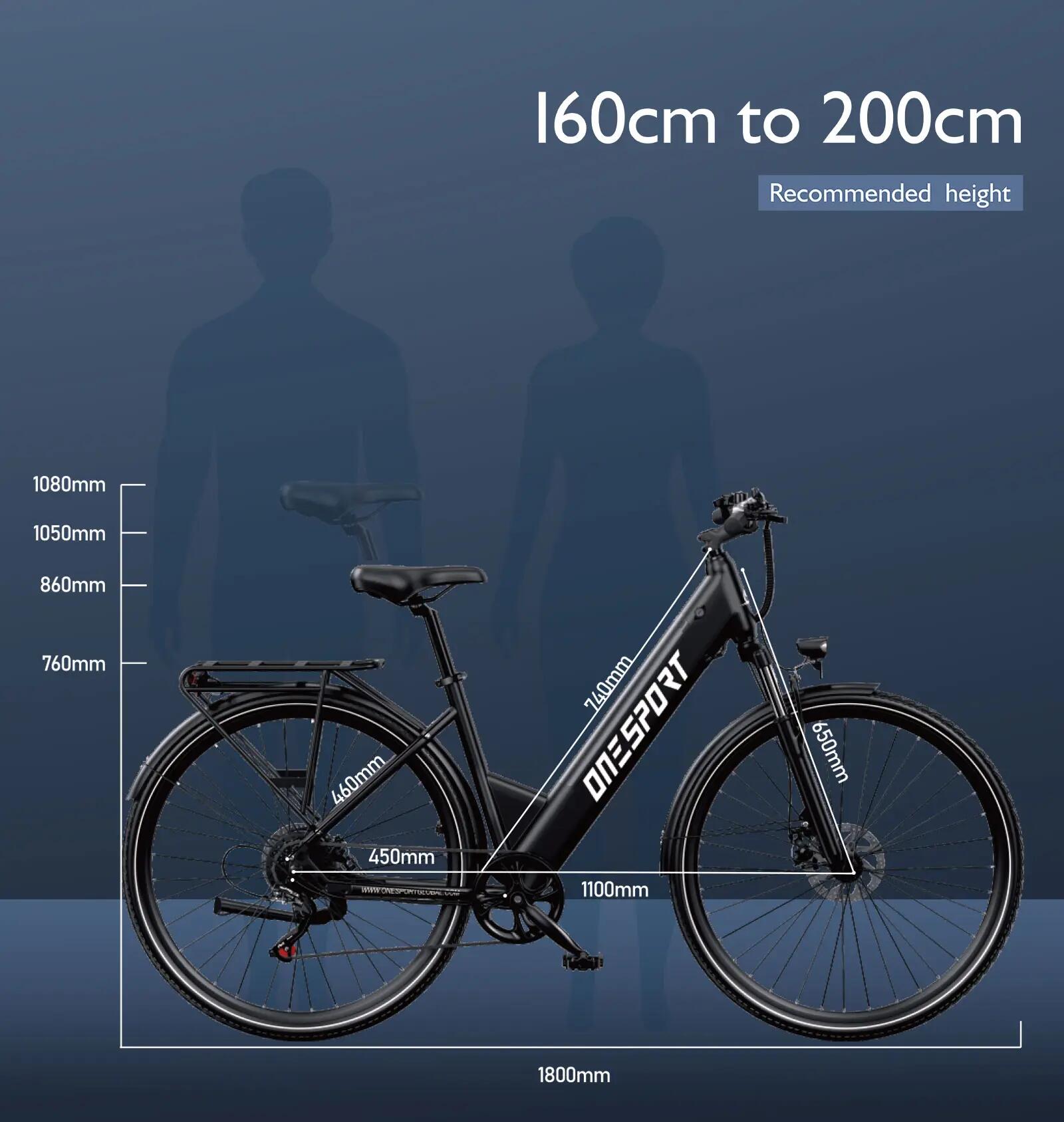 Bicicleta elétrica para adulto ONESPORT OT12, bateria de 36V 13Ah 10/15