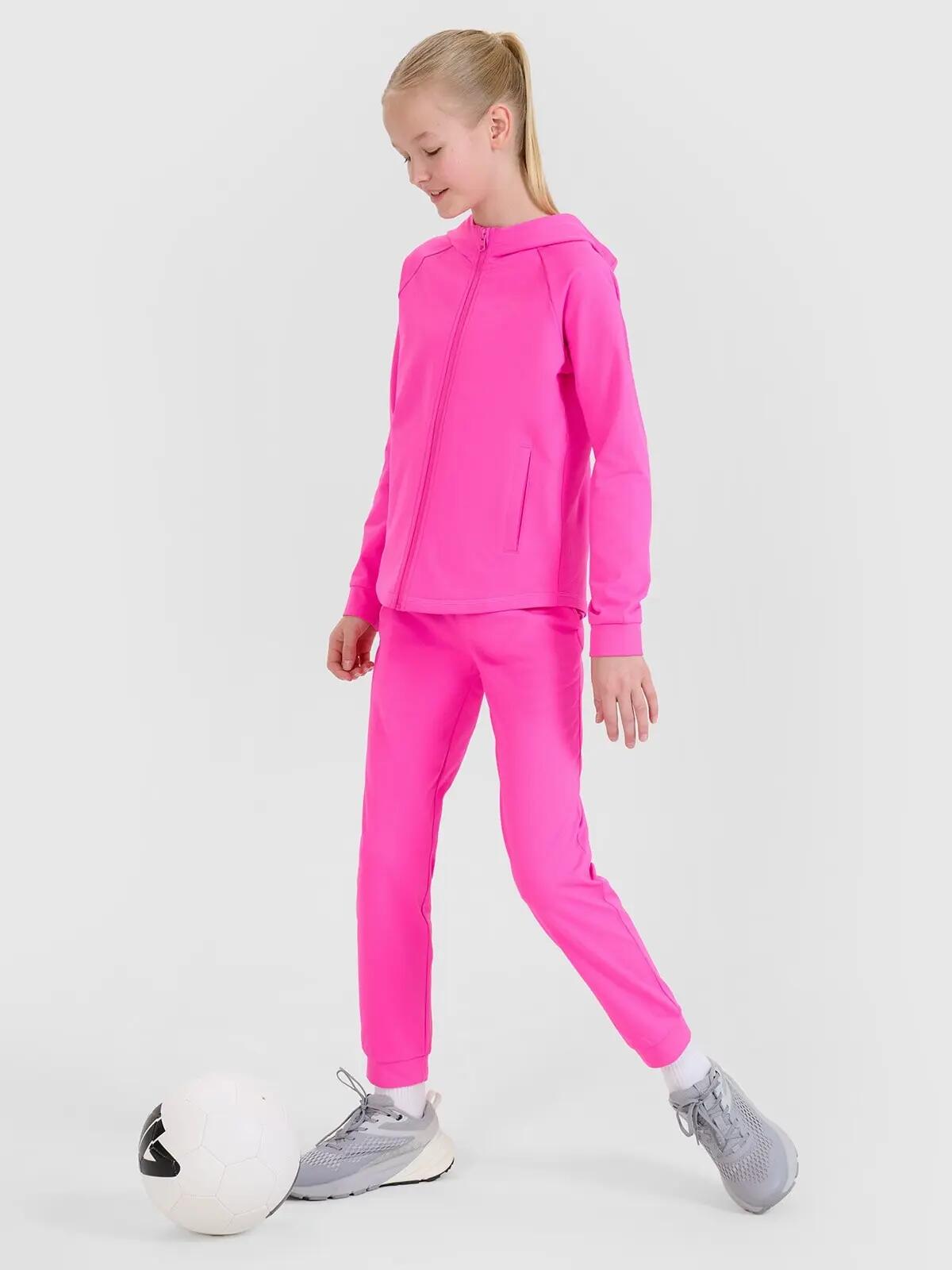 Bluza sportowa rozpinana 4F F448 z kapturem różowa 5/8